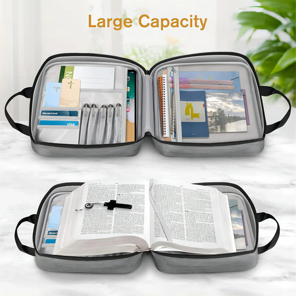Bible Cover Bag with Zippered Pockets & Handle – Unisex Bible Carry Bag Richie's