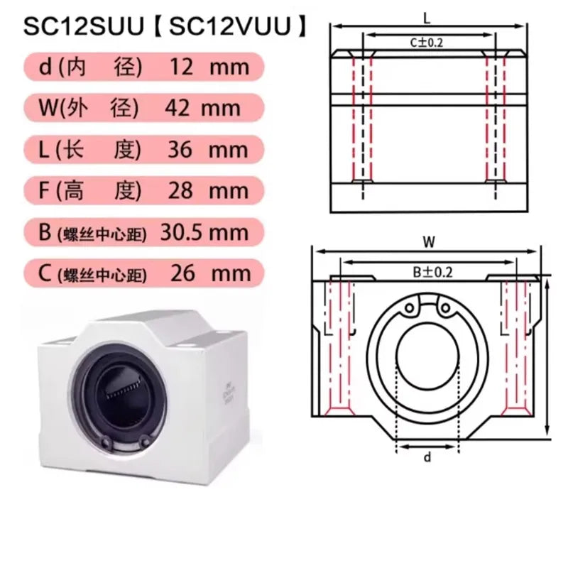 SCS Linear Ball Bearing Block 6–16mm | CNC Shaft Rod Parts Linear Bearing Block Richie's