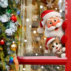 Peeping Santa & Kitten Static Cling Window Sticker | Reusable Xmas Christmas Window Sticker Richie's