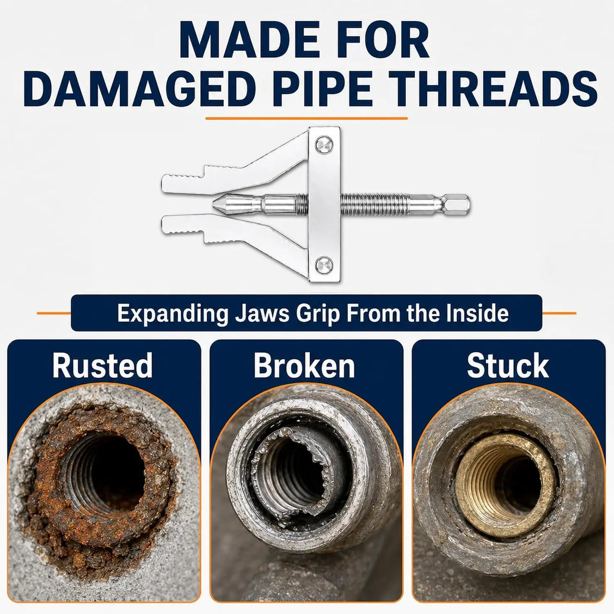 Broken Pipe Thread Extractor Tool – Hex Drill Shank 1/2 & 3/4 In Pipe Thread Extractor Richie's