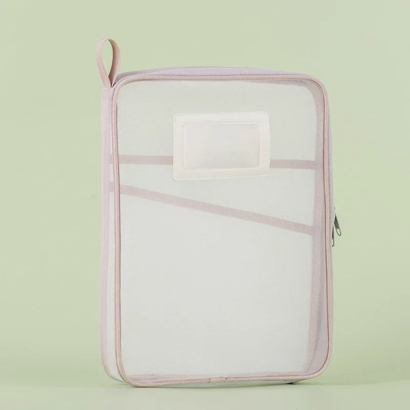A4 Double-Layer Mesh Storage Bag – School & Office Organizer Mesh Organizer Bag Richie's Pink 31x23.5x4cm