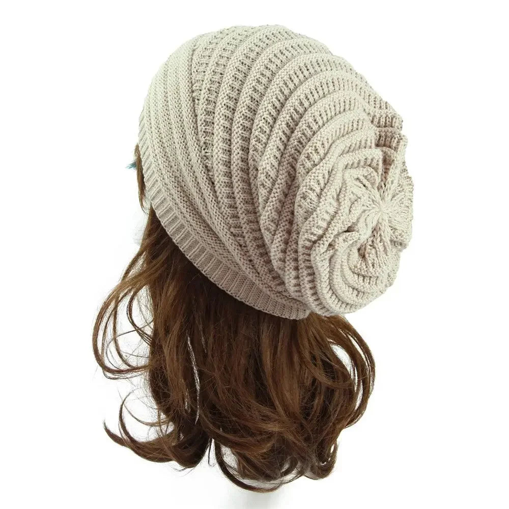 Unisex Knit Wool Baggy Beanie Hat – Oversized Winter Ski Cap Knit Beanie Hat Richie's Beige
