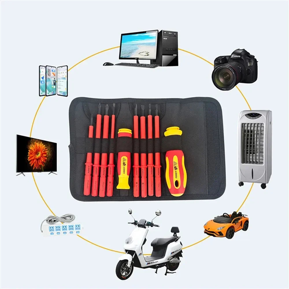 VDE Insulated Screwdriver Set 10Pcs 500V Magnetic Electrician Kit Insulated Screwdriver Set Richie's