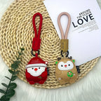 Cartoon Santa Reindeer Keychain – Faux Leather Christmas Pendant Holiday Keychain Richie's