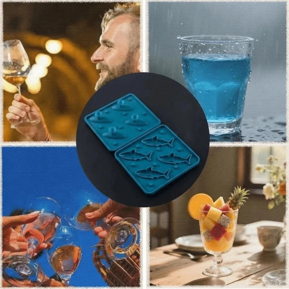 Shark Ice Cube Mold – 4-Cavity Food-Grade Silicone Ice Maker Ice Cube Mold Richie's