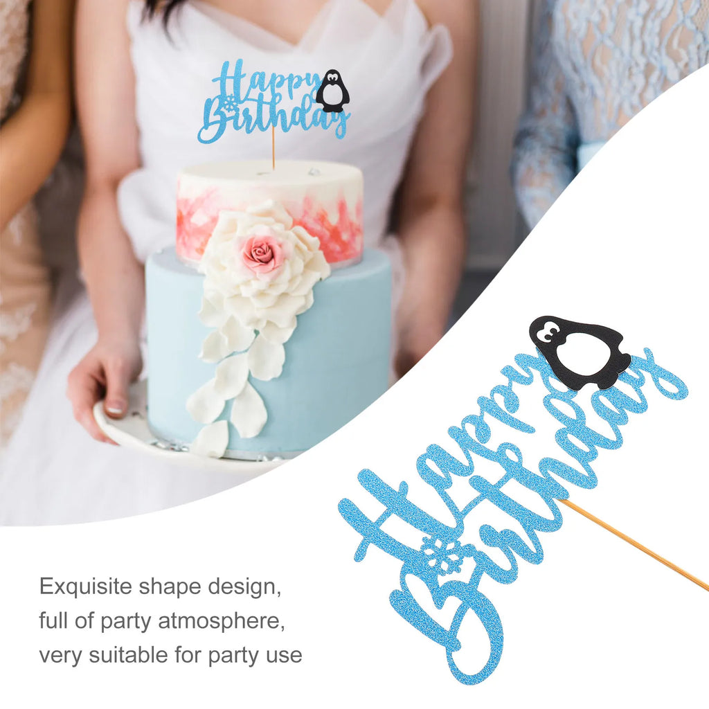 2Pcs Penguin Cake Toppers Birthday Party Dessert Decorations Cake Topper Richie's