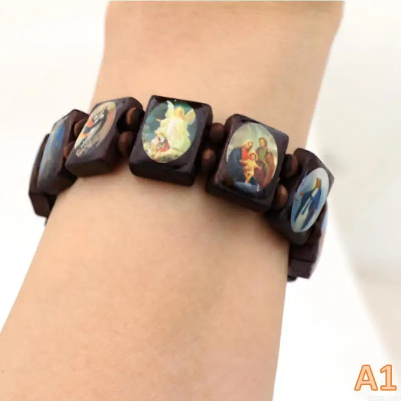 Wood Prayer Bead Bracelet – Religious Icon Drip Oil Finish Prayer Bead Bracelet Richie's A1