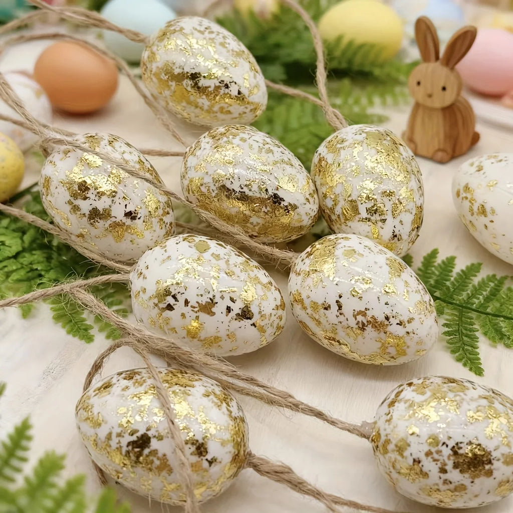 16pcs Easter Golden Foil Egg Hanging Ornaments | Plastic Décor Easter Hanging Ornaments Richie's