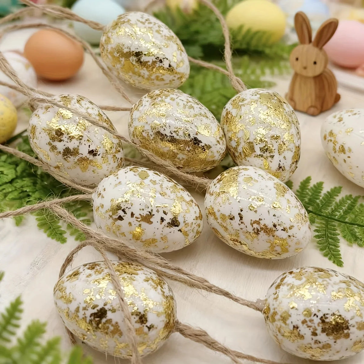 16pcs Easter Golden Foil Egg Hanging Ornaments | Plastic Décor Easter Hanging Ornaments Richie's