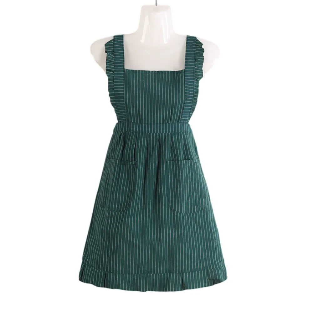 Women's Sleeveless Cotton Kitchen Apron with Large Pocket Kitchen Apron Richie's Green