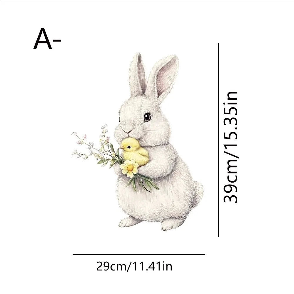 Easter Rabbit Flower Wall Stickers – Removable PVC Decals Wall Stickers Richie's A3