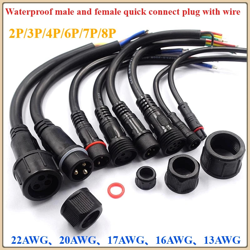 Waterproof LED Connector Set 2–8 Pin Male Female Plug 40cm LED Strip Connector Richie's