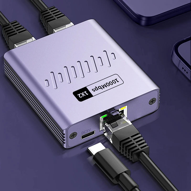 Gigabit 1x2 RJ45 Network Splitter 1000Mbps LAN Adapter Network Splitter Richie's