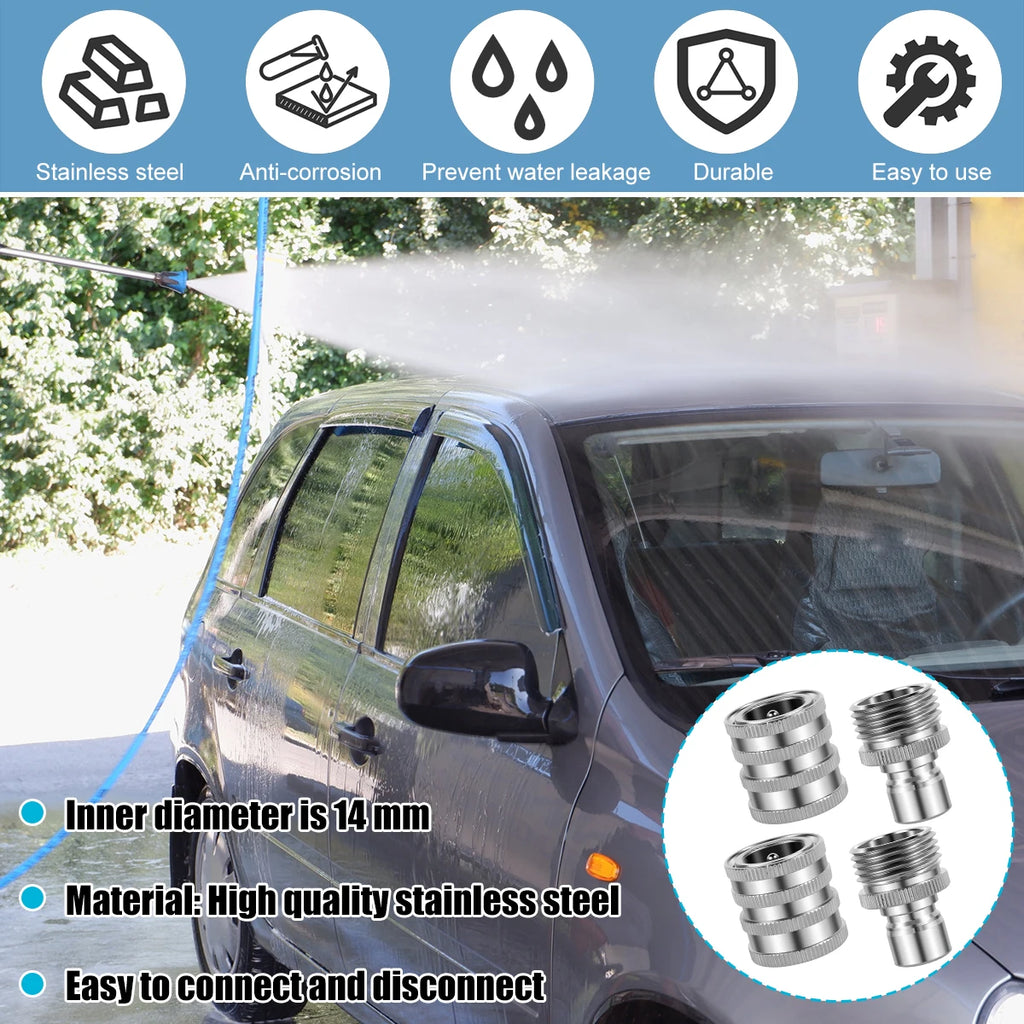 4Pcs Stainless Steel Garden Hose Quick Connector 3/4" Fitting Garden Hose Connector Richie's