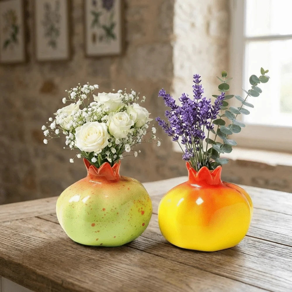 Handmade Ceramic Pomegranate Vase – Tabletop Flower Vase Ceramic Tabletop Vase Richie's