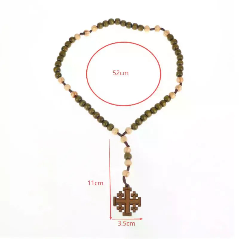 Wooden Cross Rosary Necklace Prayer Beads Religious Gift Rosary Necklace Richie's