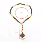 Wooden Cross Rosary Necklace Prayer Beads Religious Gift Rosary Necklace Richie's