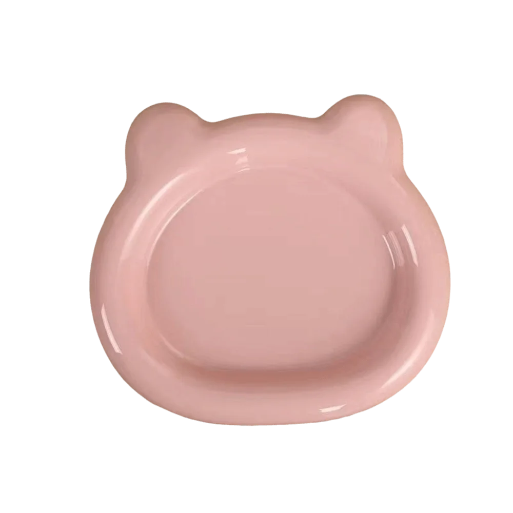 Cute Bear PP Plastic Cat & Puppy Food Bowl | Anti-Tip Dish Pet Food Bowl Richie's Pink