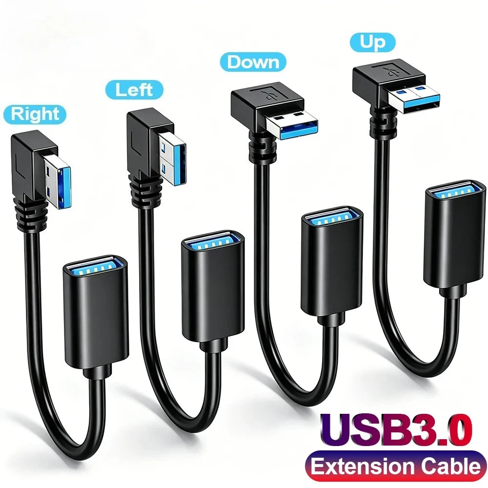 USB 3.0 Male to Female Extension Cable 90 Degree Bend 30cm USB Extension Cable Richie's