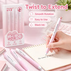 4-Pack Pink Heart Twist Gel Pens – Black Ink Stationery Set Gel Pen Set Richie's