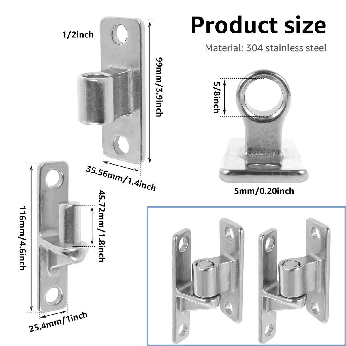 Heavy Duty 600 lb Detachable Gate Hinge – Stainless Steel Gate Hinge Richie's 2pc Male 2pc Female