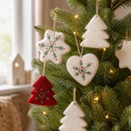 Felt Christmas Ornaments Embroidered Snowflake Tree Star Heart Christmas Ornaments Richie's