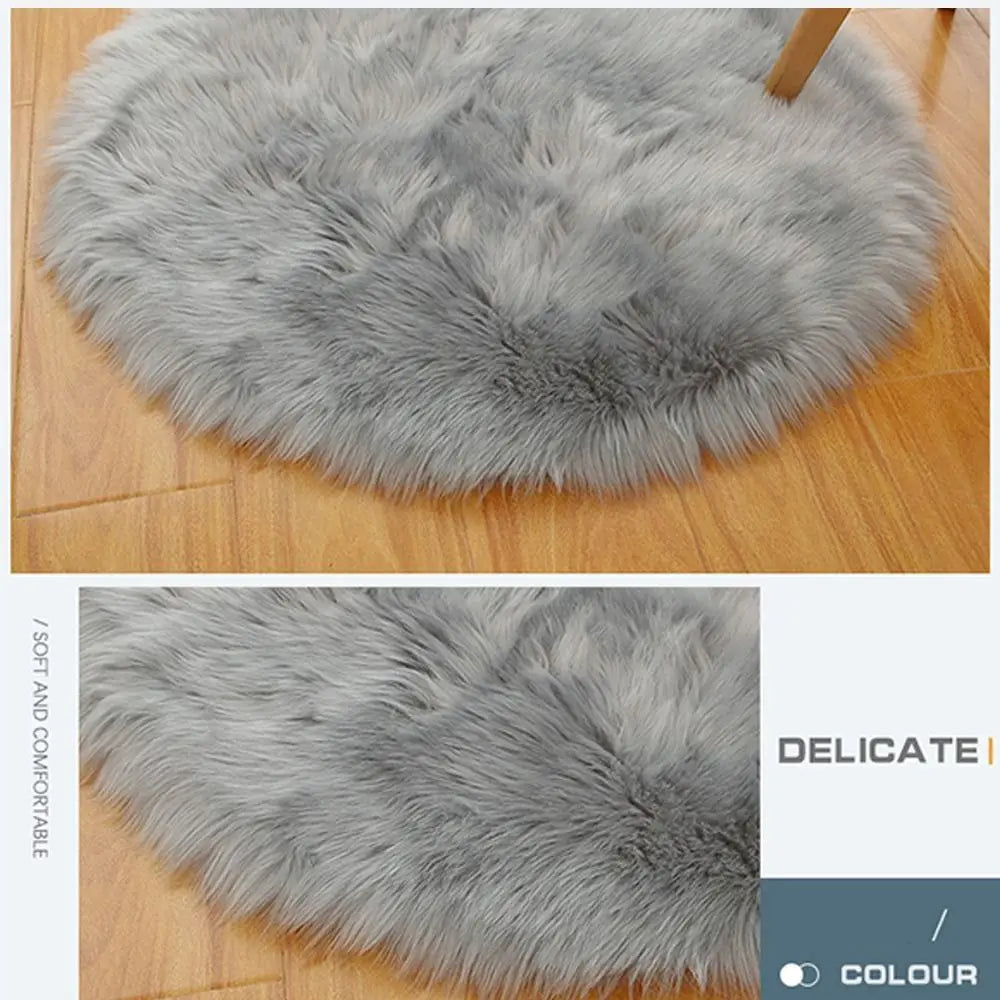 Soft Round Fluffy Rug 30/50/70cm Faux Wool Bedside Chair Mat Round Fluffy Rug Richie's