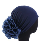 Women's Ruffle Flower Turban Hat – Headscarf & Sleep Cap Women's Turban Hat Richie's dark blue