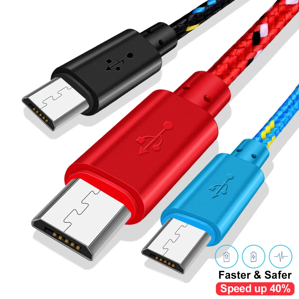 FUCHU 2m Nylon Braided Micro USB Fast Charging Cable – Multi-Color Micro USB Cable Richie's