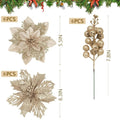 3-Layer Glitter Artificial Christmas Flower Bouquet Set Christmas Flower Bouquet Richie's Gold