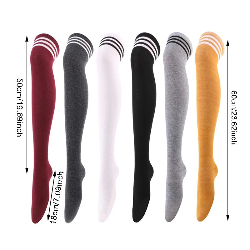 Women's Striped Thigh High Socks | Over-Knee Academic Style Thigh High Socks Richie's