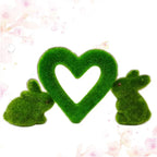 Moss Rabbit Decor Set – Two Bunny Figurines with Heart Pattern Decorative Figurine Richie's
