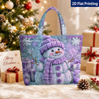 Snowman Quilted Tote Bag – Large Lightweight Women's Shoulder Bag Quilted Tote Bag Richie's