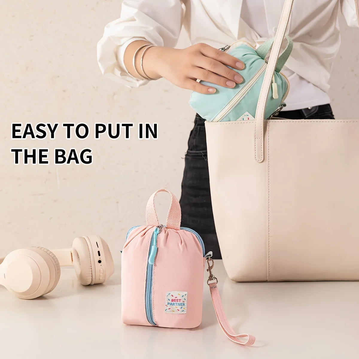 Macaron Portable Organizer Bag – Double-Layer Bag-in-Bag Bag Organizer Pouch Richie's