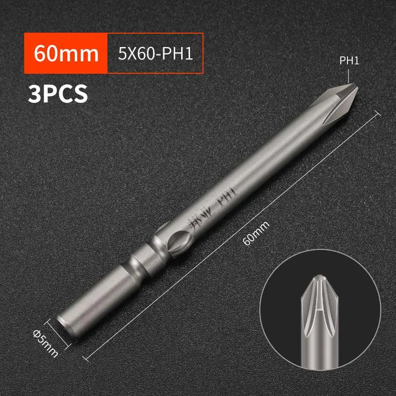 3-Pack S2 Steel 60mm Electric Screwdriver Bits | High Strength Screwdriver Bits Richie's A13