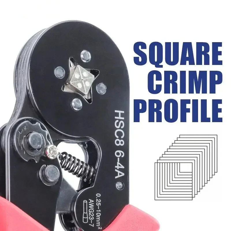 HSC8 6-4A Self-Adjusting Ratchet Ferrule Crimping Plier AWG23-7 Ratchet Crimping Plier Richie's