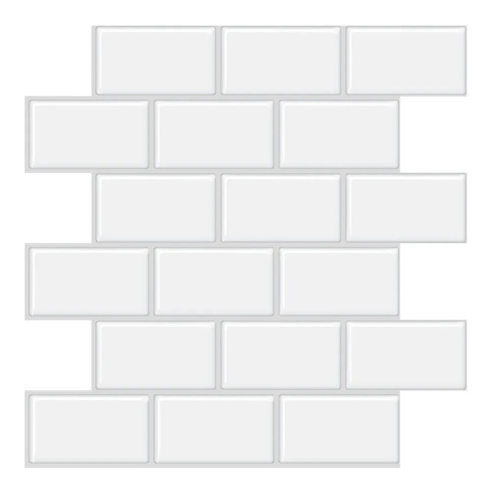 Peel & Stick 3D Brick Wall Stickers – Subway Tile Decals Wall Sticker Decals Richie's White