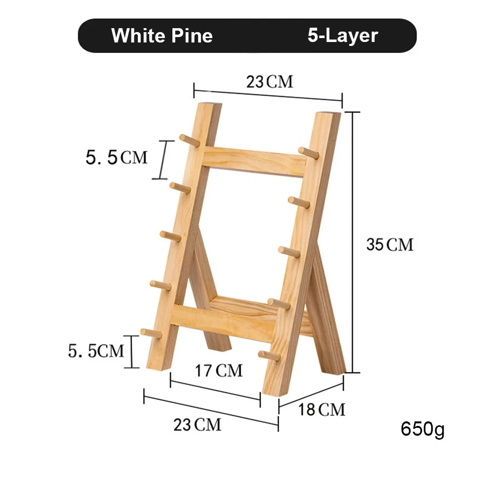Multi-Layer Wood Katana Display Stand & Knife Rack – 4/5/6 Tier Wood Display Rack Richie's White Pine 5-Layer