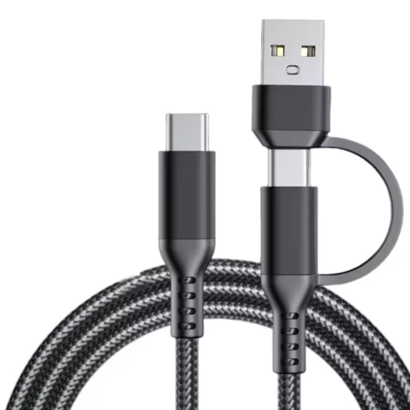 2M 2-in-1 USB-A & USB-C Braided Fast Charge Cable | 4 Colors USB Charging Cable Richie's Black 2m