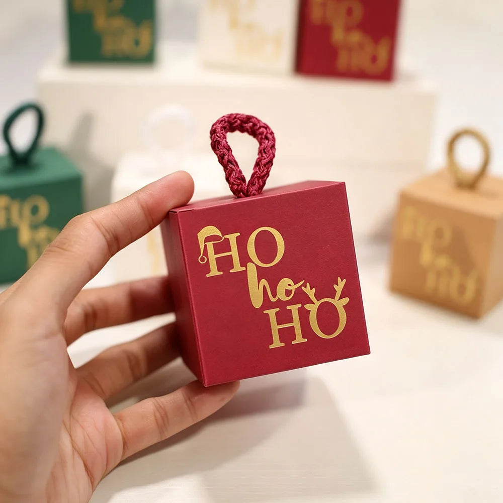 10pcs Christmas Cube Gift Boxes with Rope Handle | Favor Boxes Holiday Gift Boxes Richie's