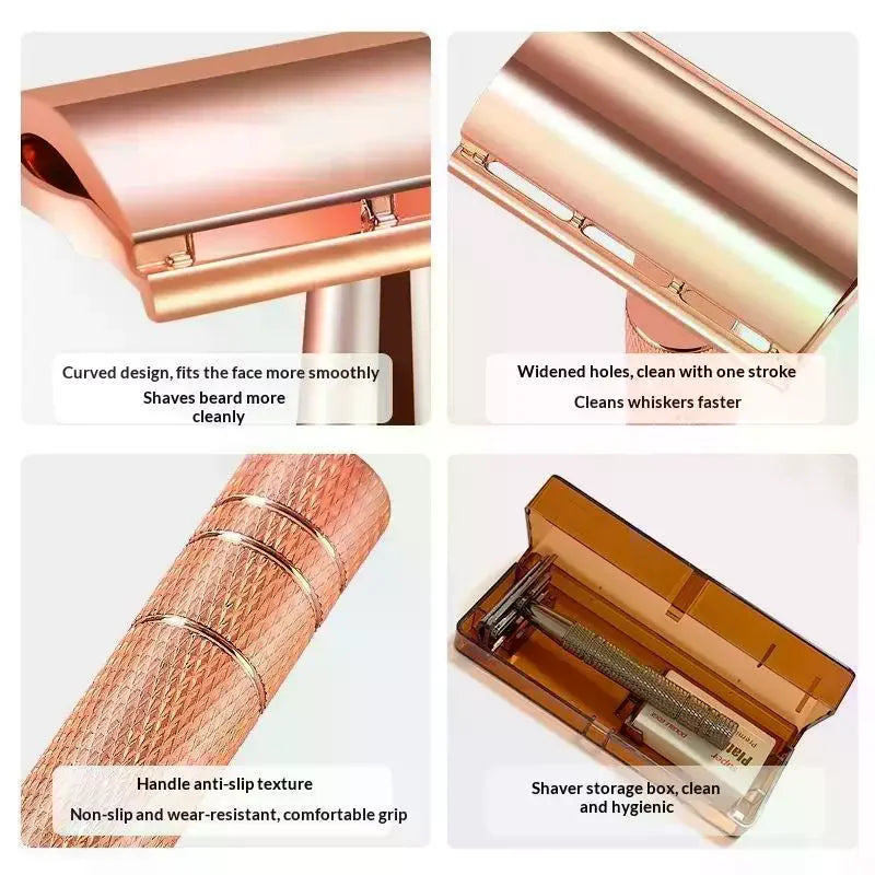 Double Edge Safety Razor – Eco-Friendly, Rose Gold, Men & Women Safety Razor Richie's