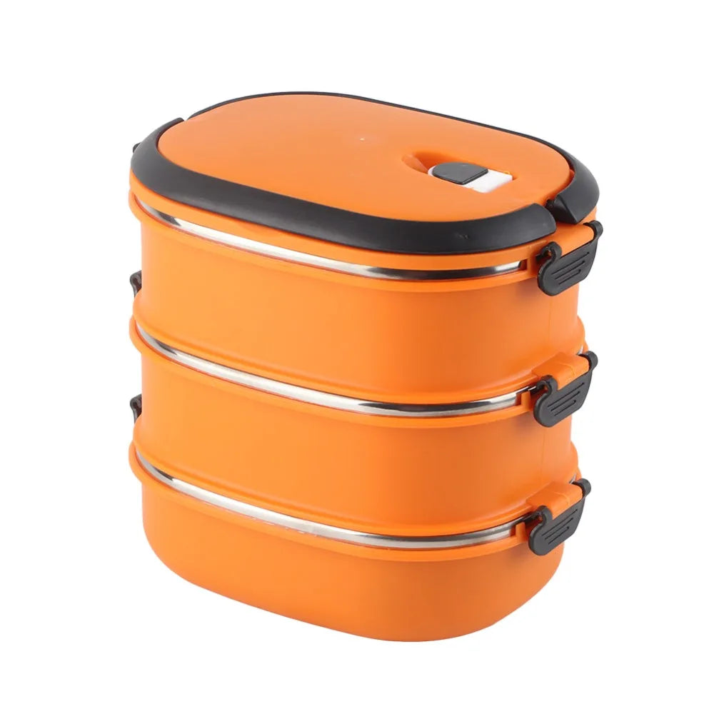 3-Layer Stainless Steel Lunch Box 2700ml | Thermal Food Container Thermal Lunch Box Richie's