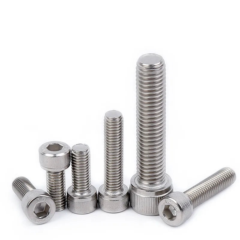 10pcs DIN912 Hex Socket Cap Head Bolts M3–M8 Stainless Steel Hex Socket Screws Richie's
