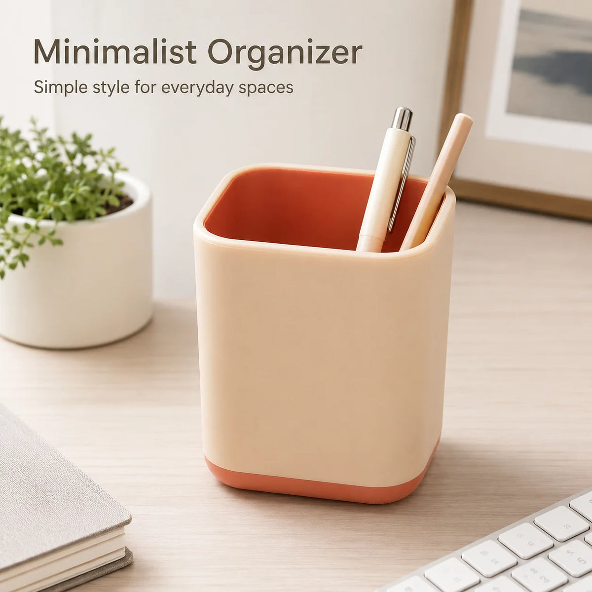 Square Pen Holder with Anti-Tip Base & Rounded Storage Box Pen Holder Organizer Richie's