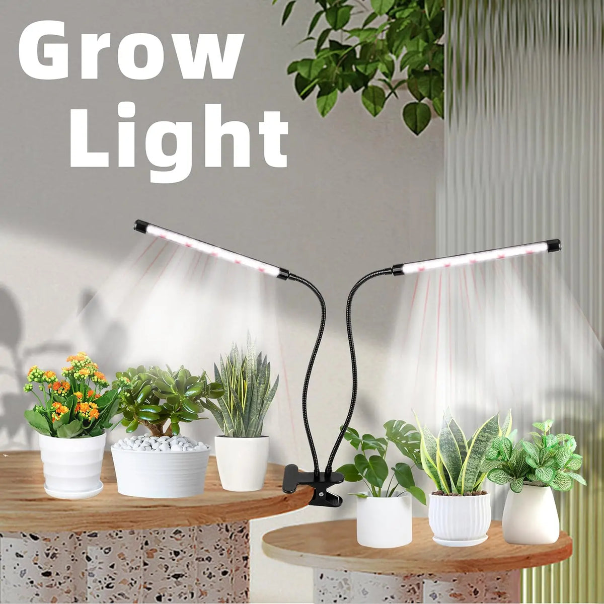 USB Clip-On LED Grow Light with 3/9/12Hr Timer – Indoor Plants LED Grow Light Richie's 2Heads USB