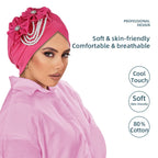 Pearl Beaded Turban Cap Women – Floral Chiffon Head Wrap Turban Head Wrap Richie's