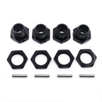 Kande 4pcs M17 17mm Aluminum Hex Hub Adapter Nut Dust Cover RC Car Wheel Adapter Richie's black 4PCS