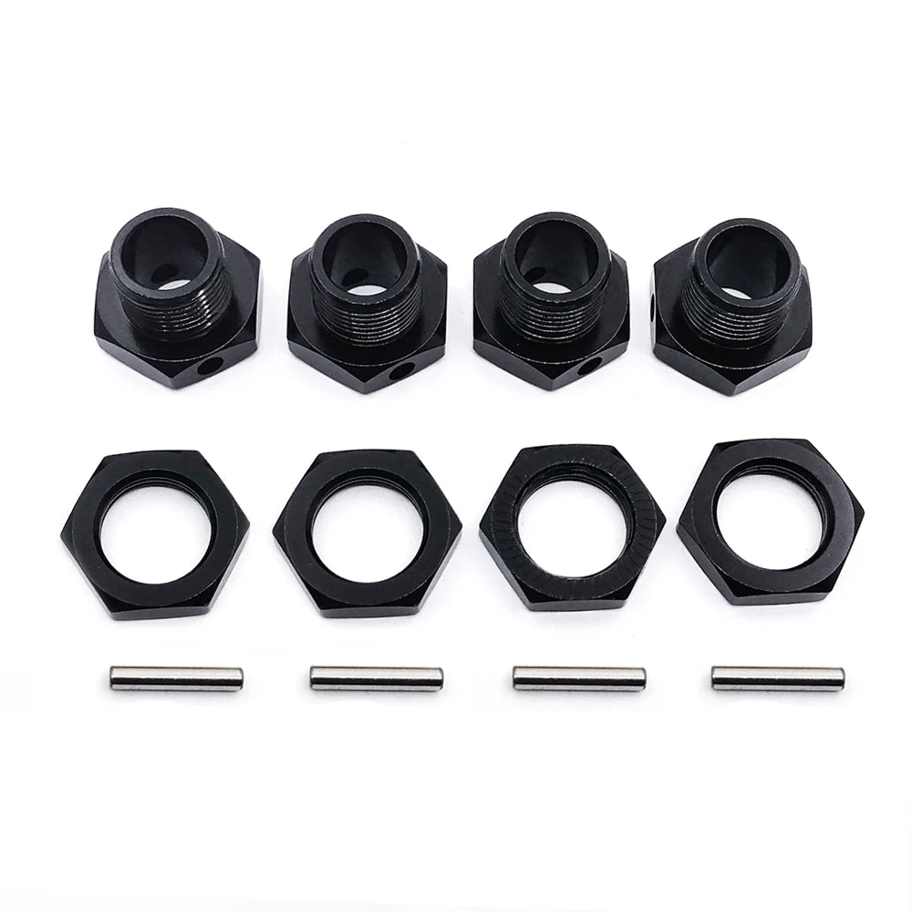 Kande 4pcs M17 17mm Aluminum Hex Hub Adapter Nut Dust Cover RC Car Wheel Adapter Richie's black 4PCS