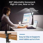KEBINCPLED USB Clamp Desk Lamp Dimmable Rotatable LED Light Clamp Desk Lamp Richie's
