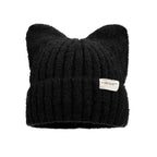 Cat Ear Beanie Hat for Women – Cute Warm Knit Winter Cap Knit Beanie Hat Richie's Black One size